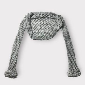 Handmade crochet light grey open knit cropped open bolero sweater. Size S/M